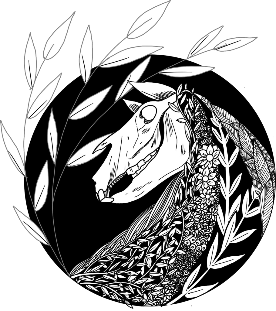 Mari Lwyd by Skulls and Sheets, inspired by Aubrey Beardsley.
